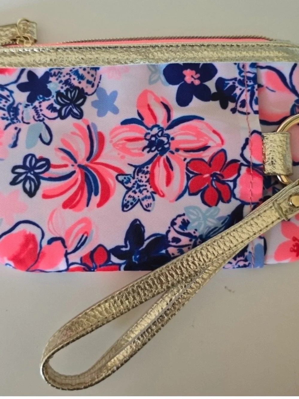Lilly Pulitzer Multi Floral Zip Wallet with Gold Trim
